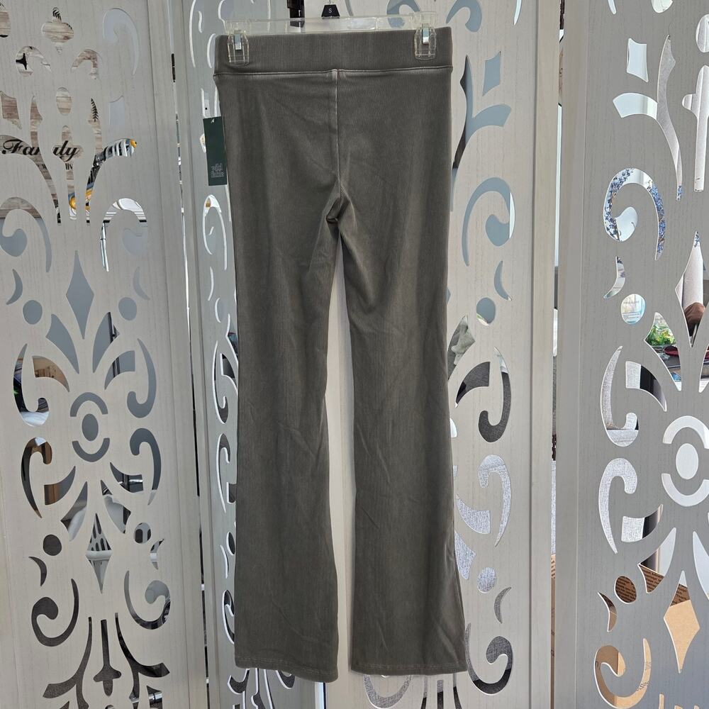 Wild Fable Womens XS Gray Ribbed Flare Leggings High Rise Split Hem Y2K NWT